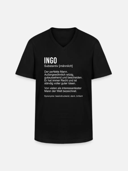 INGO - Männer-T-Shirt mit V-Ausschnitt - Schwarz