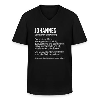 JOHANNES - Männer-T-Shirt mit V-Ausschnitt - Schwarz - Vorne - AI Model Male 178 dark (178cm)