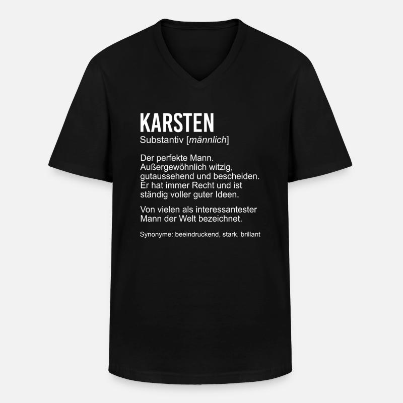 KARSTEN - Männer-T-Shirt mit V-Ausschnitt - Schwarz