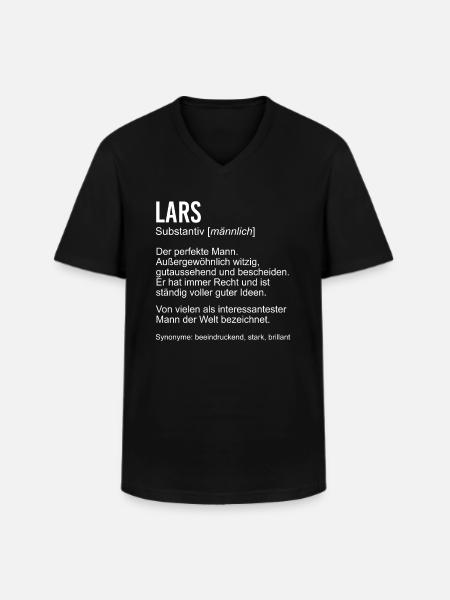 LARS - Männer-T-Shirt mit V-Ausschnitt - Schwarz