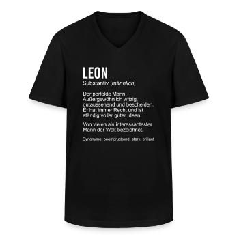 LEON - Männer-T-Shirt mit V-Ausschnitt - Schwarz - Vorne - AI Model Male 178 dark (178cm)