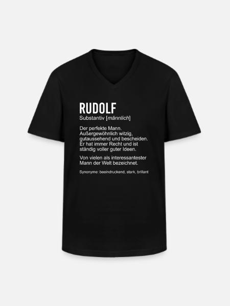 RUDOLF - Männer-T-Shirt mit V-Ausschnitt - Schwarz
