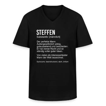 STEFFEN - Männer-T-Shirt mit V-Ausschnitt - Schwarz - Vorne - AI Model Male 178 dark (178cm)