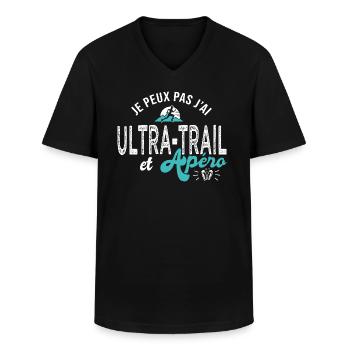je peux pas j ai ultra trail cadeau cool traileur - T-shirt col V Homme - noir - Devant - AI Model Male 178 dark (178cm)