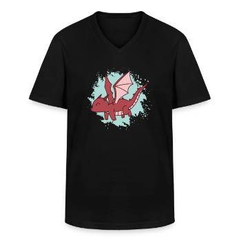 Drache fliegt niedliches Fantasie Tier - Männer-T-Shirt mit V-Ausschnitt - Schwarz - Vorne - AI Model Male 178 dark (178cm)