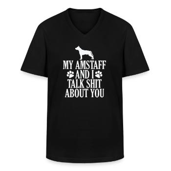 My Terrier and I talk Shit about you - Männer-T-Shirt mit V-Ausschnitt - Schwarz - Vorne - AI Model Male 178 dark (178cm)