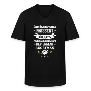 Hommes égaux meilleurs deviennent rugbymen - T-shirt col V Homme - noir - Devant - AI Model Male 178 dark (178cm)