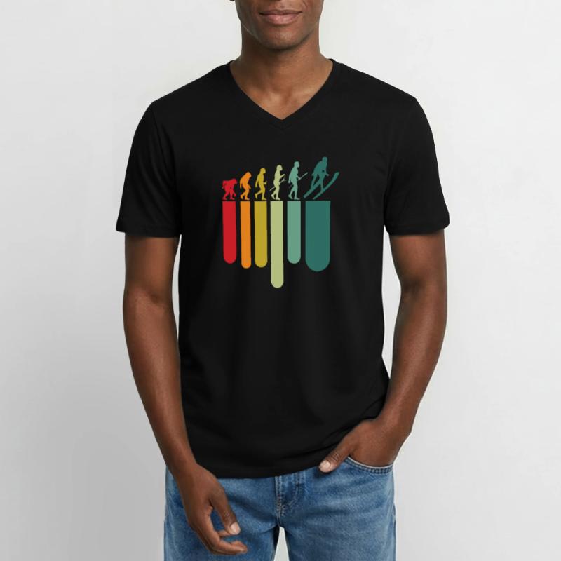 Vintage ski evolution Men's V-Neck T-Shirt