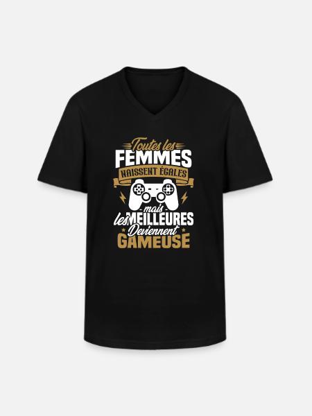 Les meilleures femmes deviennent gameuse - T-shirt col V Homme - noir