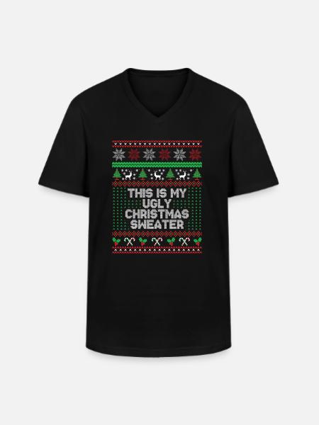 Das ist mein hässlicher Weihnachtspullover - Männer-T-Shirt mit V-Ausschnitt - Schwarz