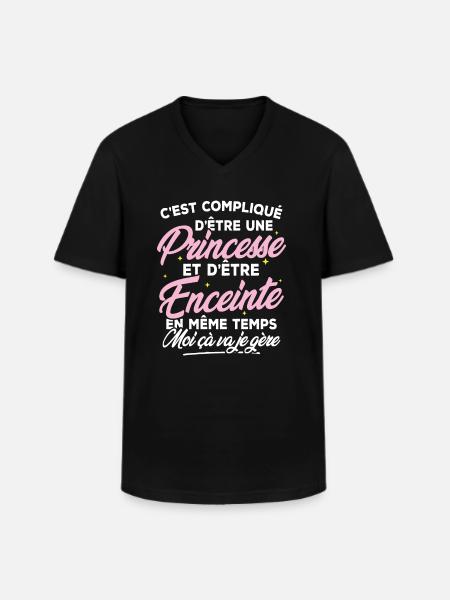 Une Princesse et Enceinte - T-shirt col V Homme - noir
