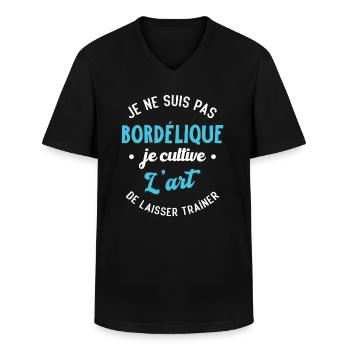 Pas Bordélique, je cultive l'art - T-shirt col V Homme - noir - Devant - AI Model Male 178 dark (178cm)