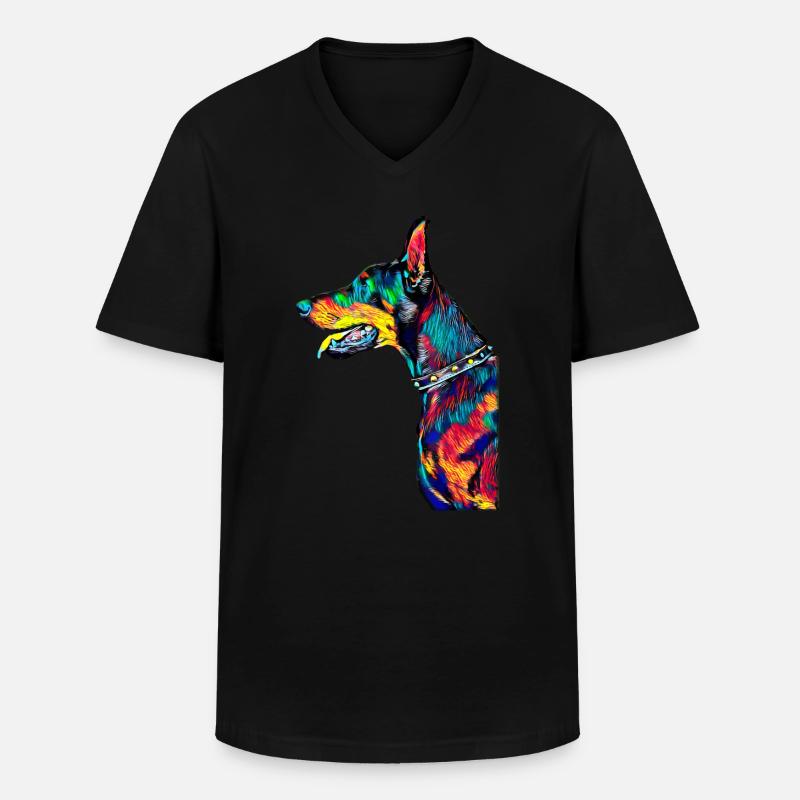 Dobermann - Männer-T-Shirt mit V-Ausschnitt - Schwarz