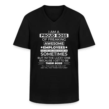 Ich bin ein stolzer Chef von verdammt tollen Mitarbeitern fu - Männer-T-Shirt mit V-Ausschnitt - Schwarz - Vorne - AI Model Male 178 dark (178cm)