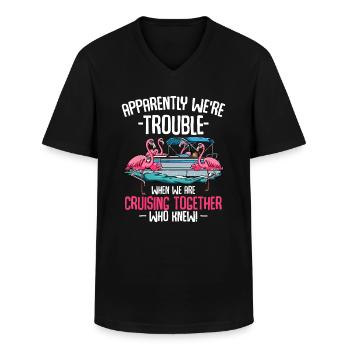 Apparemment, nous avons des problèmes quand nous naviguons ensemble - T-shirt col V Homme - noir - Devant - AI Model Male 178 dark (178cm)