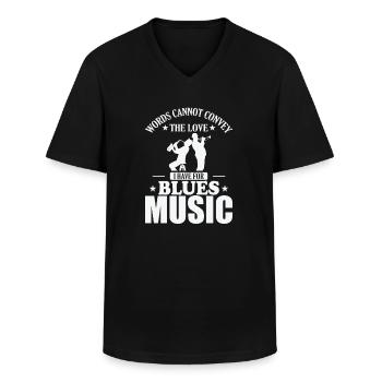 Words cannot convey the Love for Blues Music - Men's V-Neck T-Shirt - black - Front - AI Model Male 178 dark (178cm)