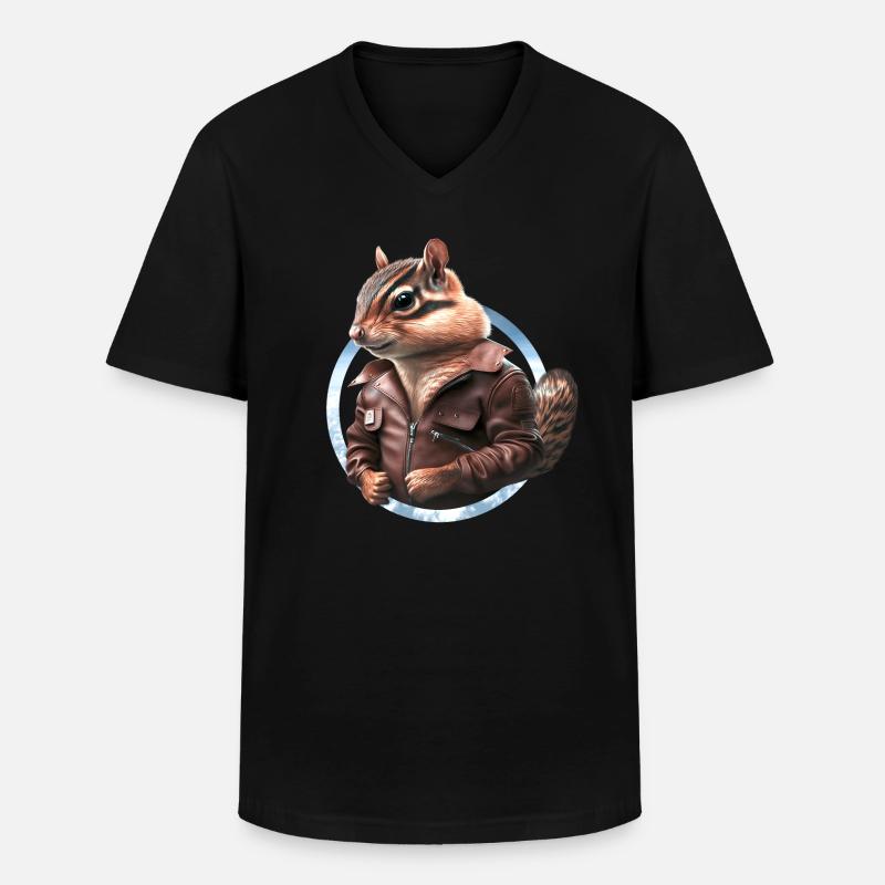 Chipmunks Captain Leather Jacket Pilot - T-shirt col V Homme - noir