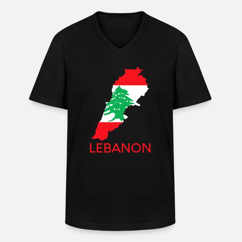 Liban Drapeau Cèdre Beyrouth Arabe libanais Ara - T-shirt col V Homme - noir