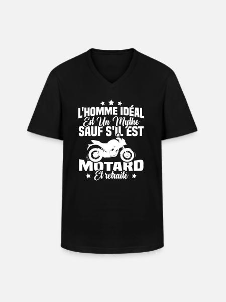 Motard Et Retraité - T-shirt col V Homme - noir