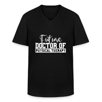 Futur médecin en physiothérapie DPT Étudiant diplômé - T-shirt col V Homme - noir - Devant - AI Model Male 178 dark (178cm)