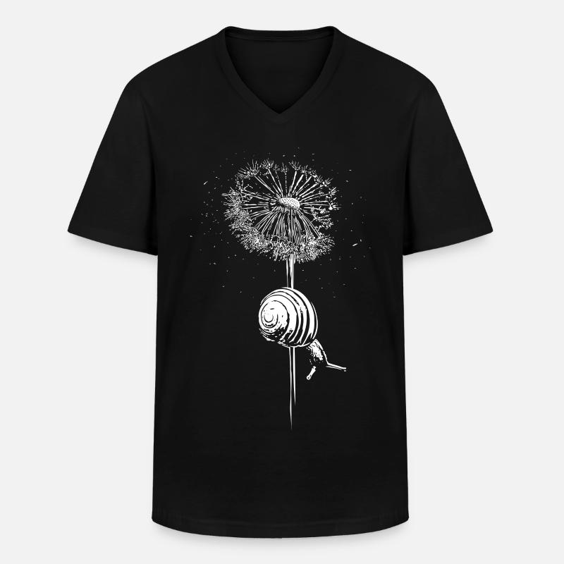 Pusteblume Löwenzahn Schnecke - Männer-T-Shirt mit V-Ausschnitt - Schwarz
