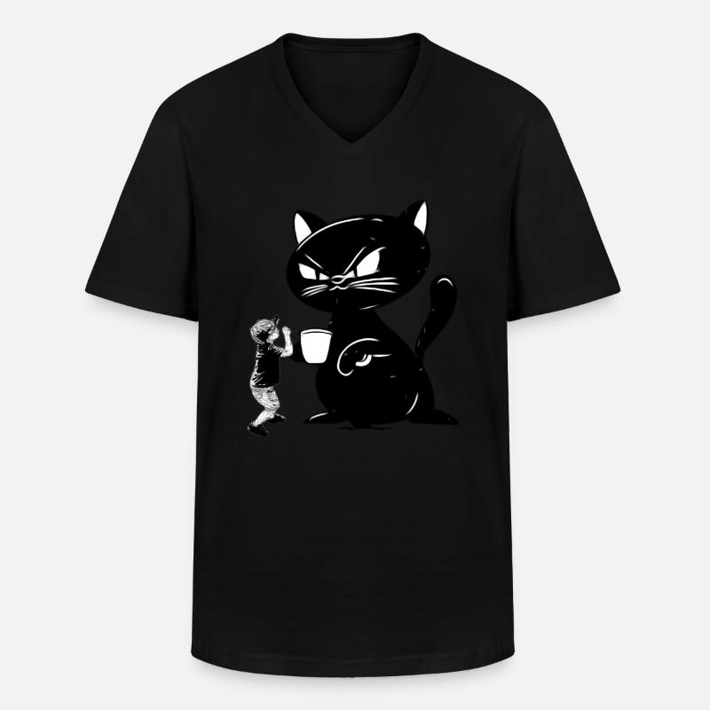 Katze - Männer-T-Shirt mit V-Ausschnitt - Schwarz