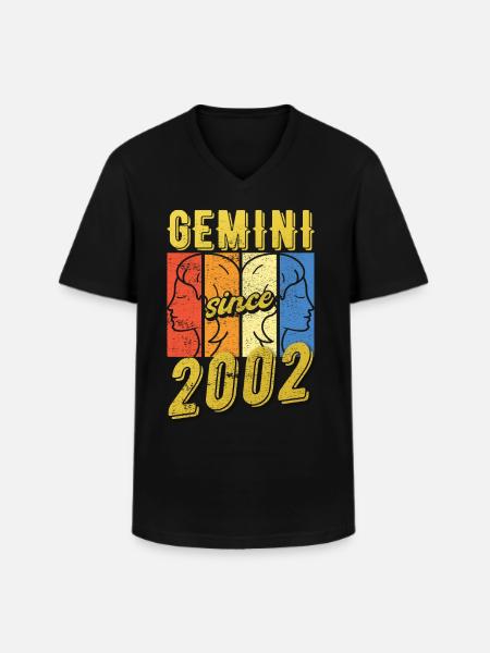 Gemini Zodiac 2002 Gift - Men's V-Neck T-Shirt - black