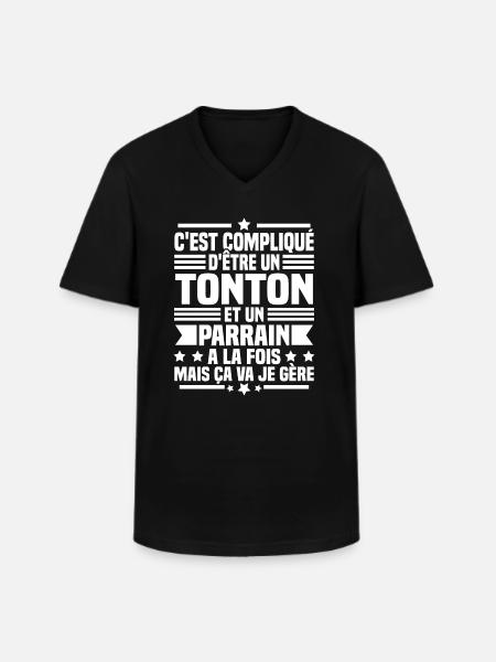 Tonton et Parrain - T-shirt col V Homme - noir