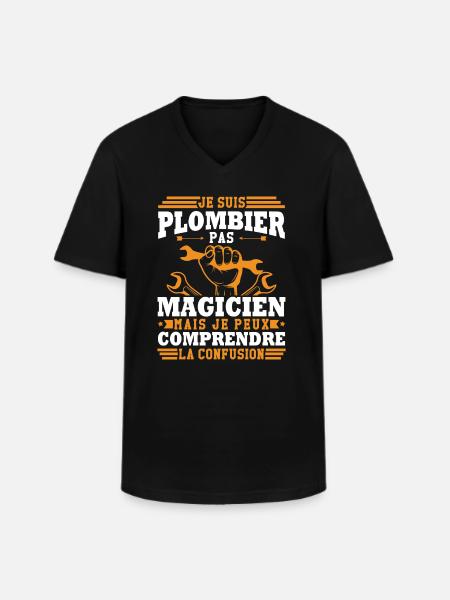 Je suis plombier - T-shirt col V Homme - noir