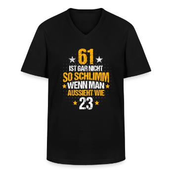 61. Geburtstag 61 Jahre Lustig Spruch - Männer-T-Shirt mit V-Ausschnitt - Schwarz - Vorne - AI Model Male 178 dark (178cm)