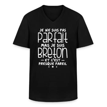 Je suis breton - T-shirt col V Homme - noir - Devant - AI Model Male 178 dark (178cm)