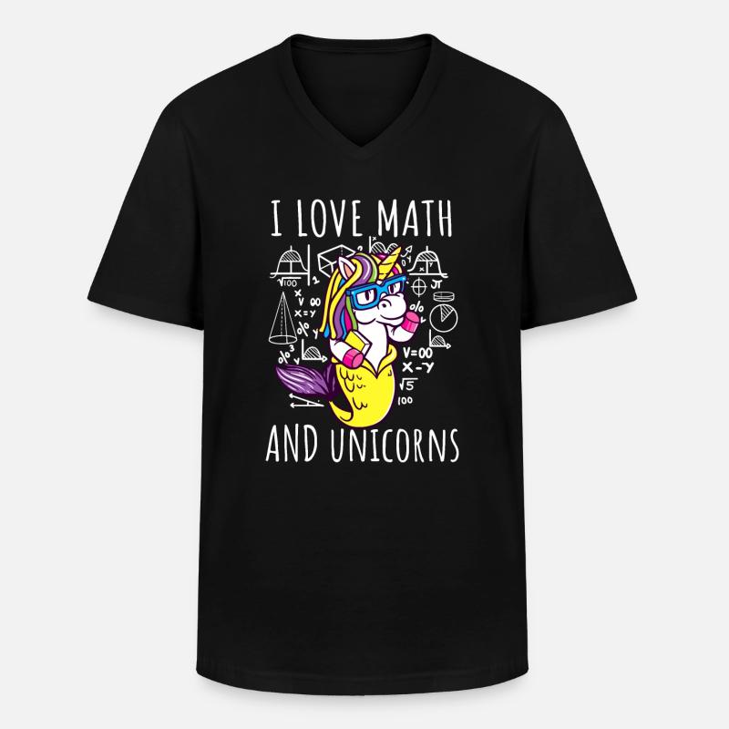 Ich liebe Mathe-Einhörner - Männer-T-Shirt mit V-Ausschnitt - Schwarz