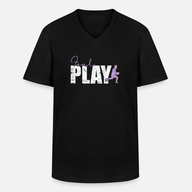 Foul Play Rugby - Männer-T-Shirt mit V-Ausschnitt - Schwarz