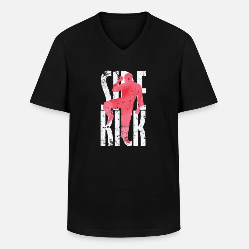 Side Kick Kickboxen Taekwondo - Männer-T-Shirt mit V-Ausschnitt - Schwarz