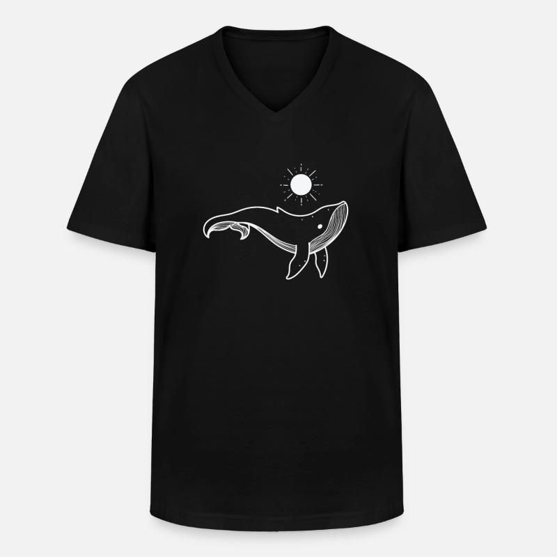 Wal mit Sonne - Männer-T-Shirt mit V-Ausschnitt - Schwarz