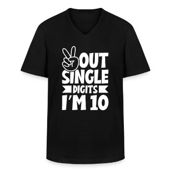 Peace Out Single Digits I'm 10 Digits Tie Dye - Men's V-Neck T-Shirt - black - Front - AI Model Male 178 dark (178cm)