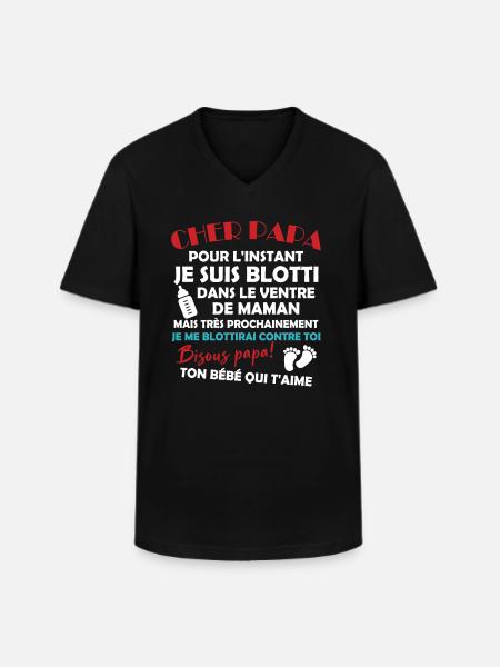Cher papa - T-shirt col V Homme - noir