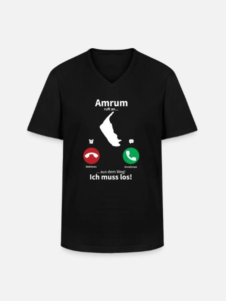 Amrum ruft an... - Männer-T-Shirt mit V-Ausschnitt - Schwarz
