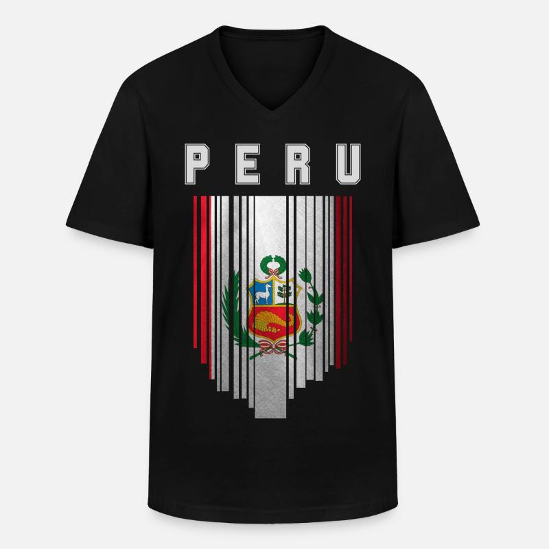 Flagge von Peru, peruanischer Stolz - Männer-T-Shirt mit V-Ausschnitt - Schwarz