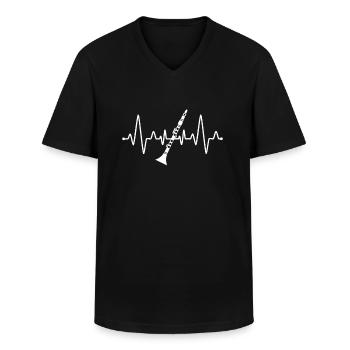 Klarinettist Herzschlag - Männer-T-Shirt mit V-Ausschnitt - Schwarz - Vorne - AI Model Male 178 dark (178cm)