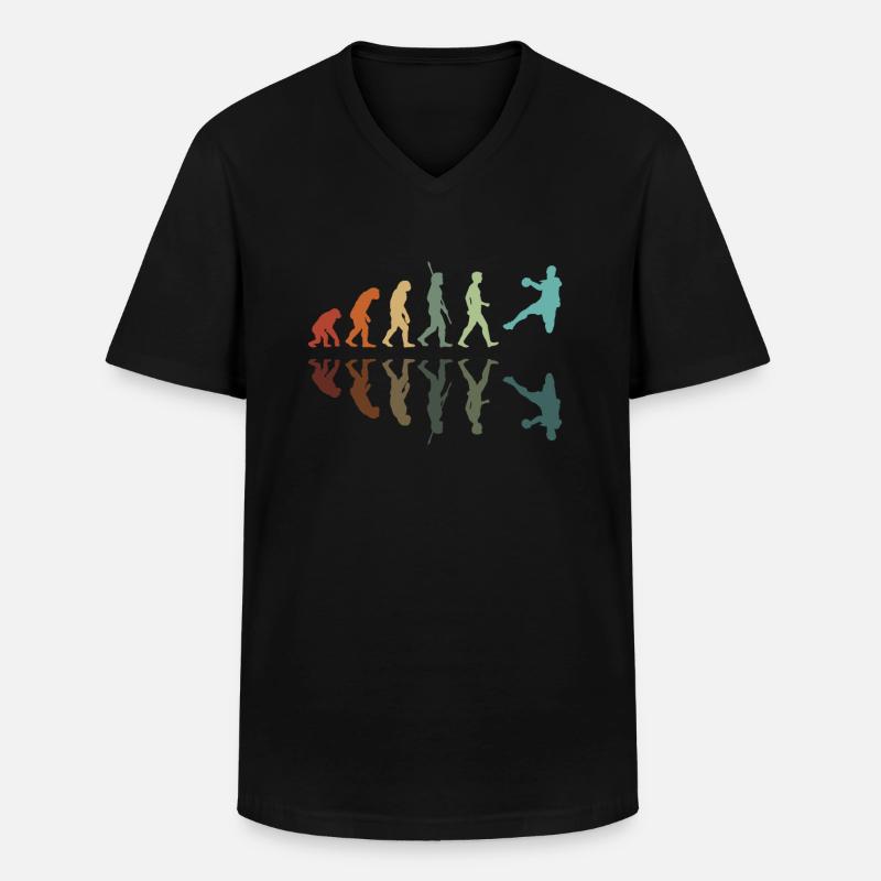 Handball-Evolution - Männer-T-Shirt mit V-Ausschnitt - Schwarz
