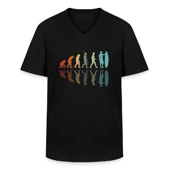 Evolution des Surfens - Männer-T-Shirt mit V-Ausschnitt - Schwarz - Vorne - AI Model Male 178 dark (178cm)
