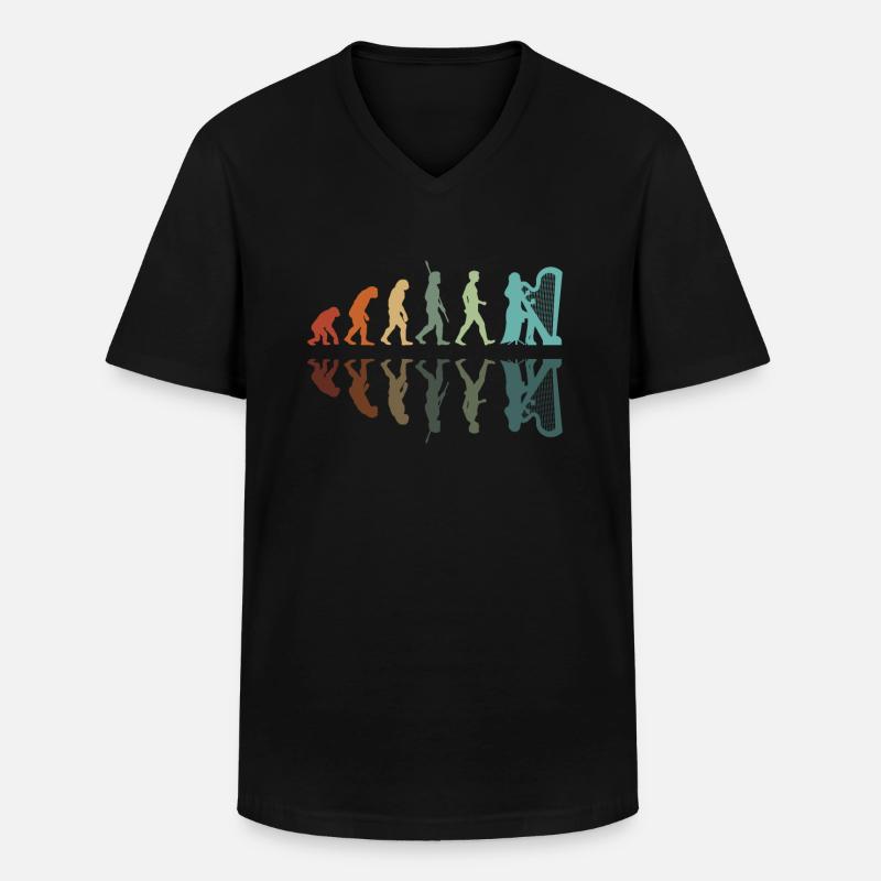 Harp Player Evolution - Men's V-Neck T-Shirt - black