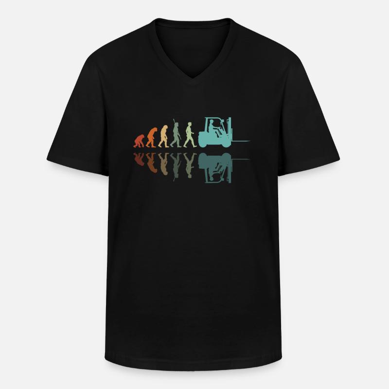 Evolution Forklift - Men's V-Neck T-Shirt - black