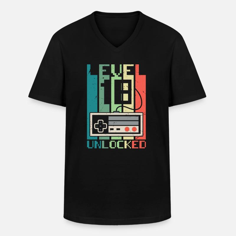Level 18 freigeschaltet - Männer-T-Shirt mit V-Ausschnitt - Schwarz