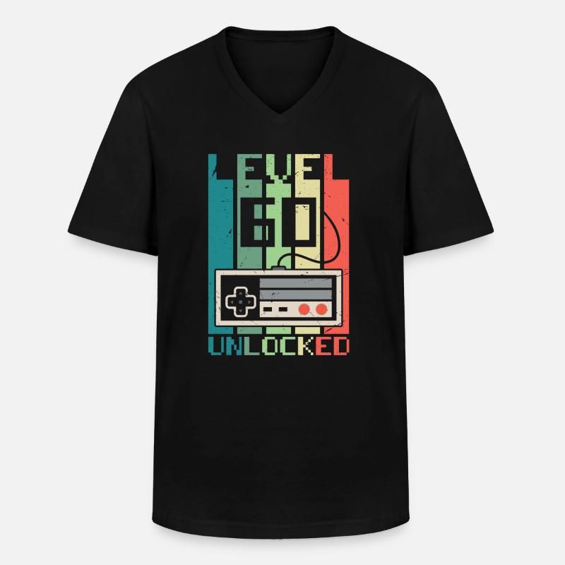 Level 60 freigeschaltet - Männer-T-Shirt mit V-Ausschnitt - Schwarz