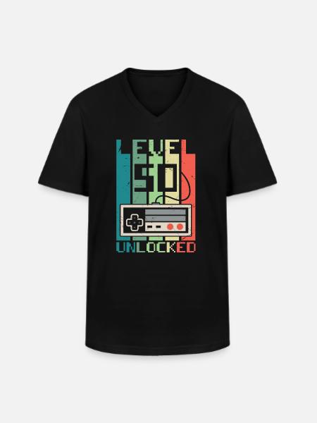 Level 50 Unlocked - Men's V-Neck T-Shirt - black