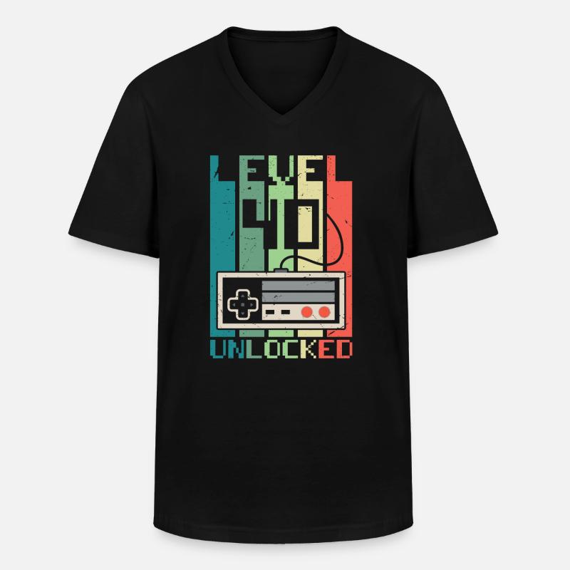 Level 40 freigeschaltet - Männer-T-Shirt mit V-Ausschnitt - Schwarz