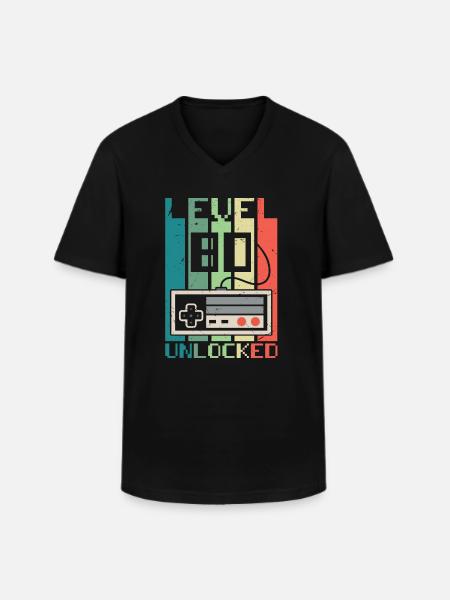 Level 80 Unlocked - Men's V-Neck T-Shirt - black