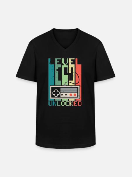 Level 14 Unlocked - Men's V-Neck T-Shirt - black